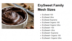 ErySweet Family Mesh Sizes