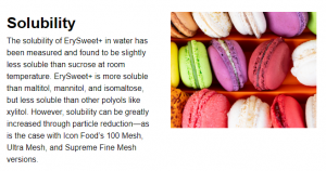 Icon Foods ErySweet+ Solubility