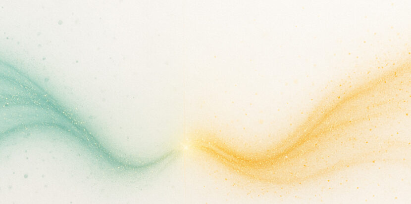 Shimmery particles of monk fruit and allulose in a wave pattern.