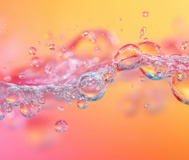 Colorful carbonated beverage bubbles