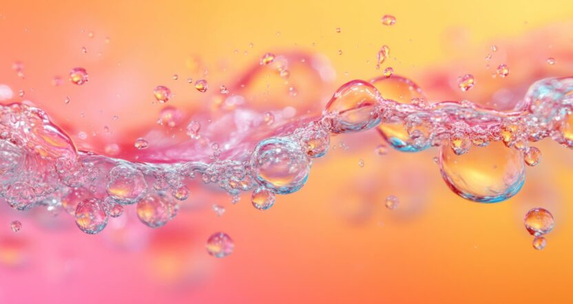 Colorful carbonated beverage bubbles