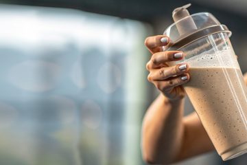 Woman with protein shake