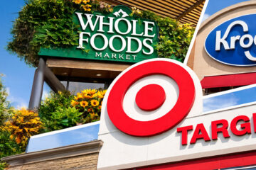 Whole Foods, Target, Kroger signs and logos. Logos are the property of each individual brand.