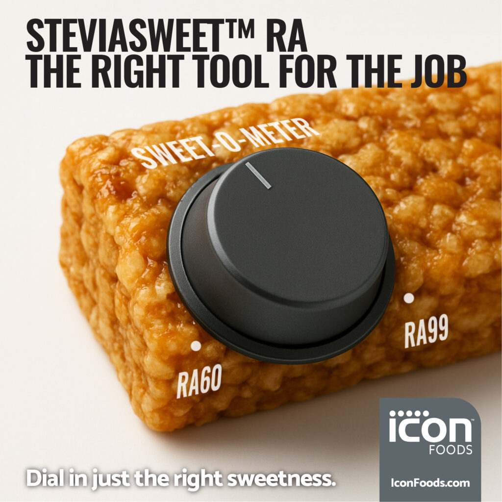 A granola bar with a knob on it for dialing in the right SteviaSweet RA sweetener level