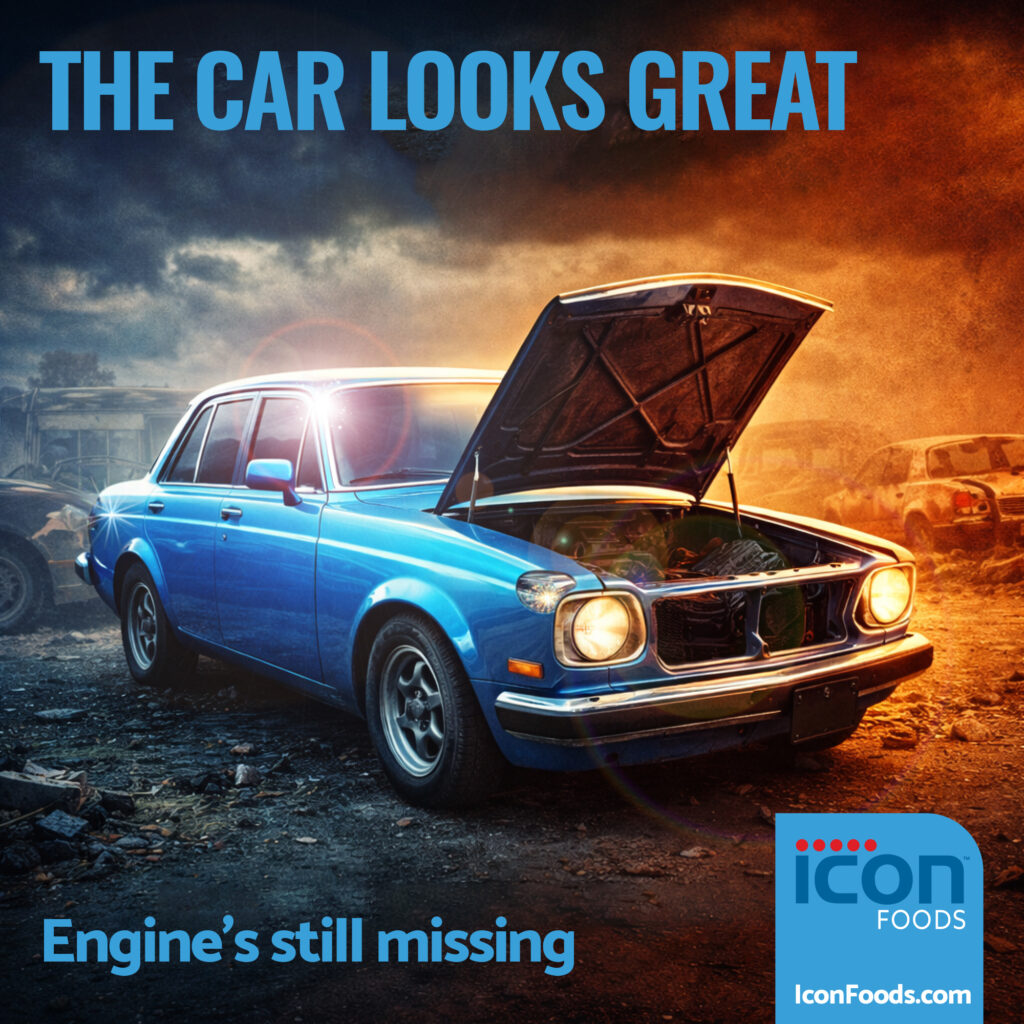 The Car Looks Great! Engine's Still Missing. Icon Foods